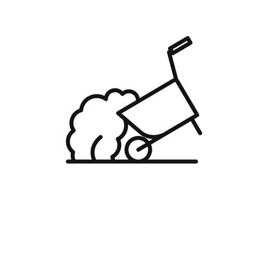 recommend clip art: wheelbarrow unloading icon outline collection in black and on white background