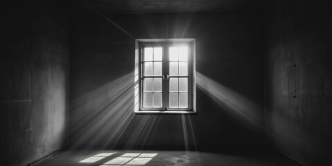 Light Through the Window, Black and White, Sunbeam, Interior Design, Hope , window, light
