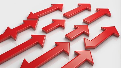 Red Arrows Pointing Upwards, 3D Render, Multiple Arrows, Growth Direction, Success, arrow, direction