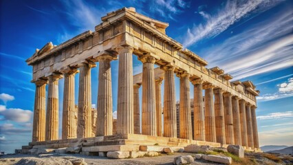 Obraz premium Temple of Hephaestus, Ancient Greece, Doric Columns, Athenian Architecture, Sunrise, Acropolis, Athens