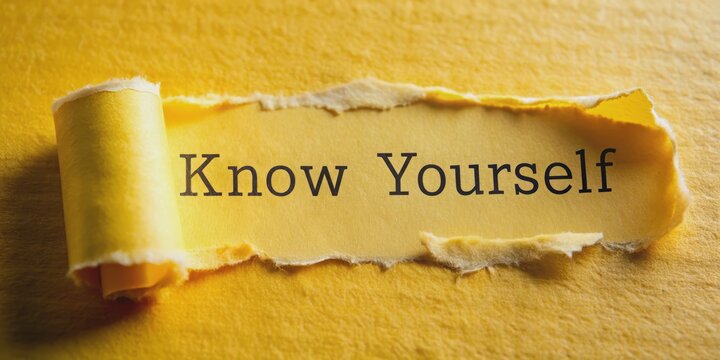 Torn Yellow Paper with Know Yourself Message, Close Up, Text, Motivation, Self-Discovery, Personal Growth