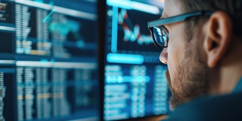A close-up of a cybersecurity analyst reviewing a digital forensic report, with detailed logs and threat analysis on a computer screen