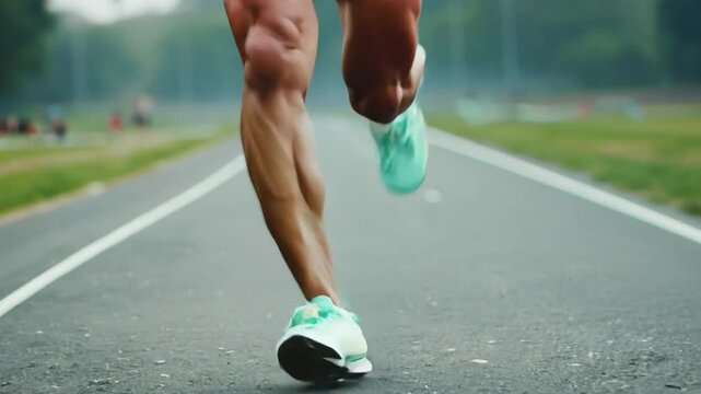 close-up of a runner's legs as they form triangles and lines