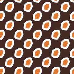 Circle shape seamless pattern. Cutouts abstract polka dots repeat background. Retro round stickers endless cover. Vector hand drawn illustration.