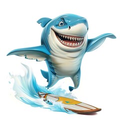Naklejka premium Shark Surfer Style animal fashion cartoon isolated whitebackground 16:9