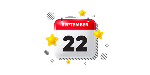Calendar date of September 3d icon. 22th day of the month icon. Event schedule date. Meeting appointment time. 22th day of September. Calendar month date banner. Day or Monthly page. Vector