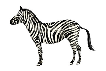 zebra isolated Hand drawn illustration on a transparent background