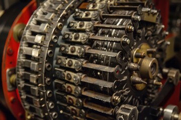 Industrial Machine Gear Closeup Metal Parts