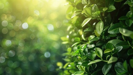 Sunlight filtering through vibrant green leaves, creating bokeh effect
