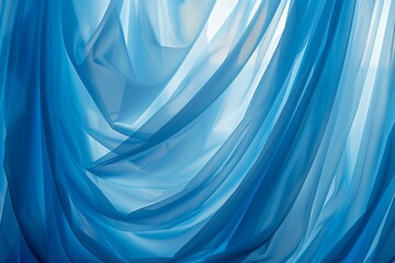 Obraz premium Elegant blue drapery with soft folds creating a dynamic wavy texture