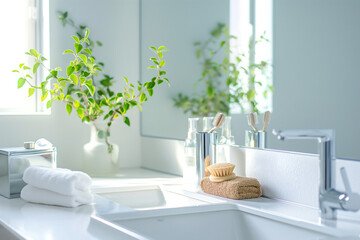 A photograph of an elegant Japanese bathroom feature
