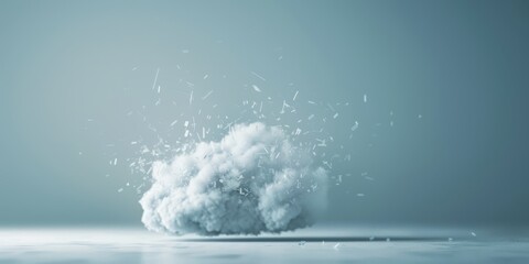 An artistic visualization of a broken cloud, symbolizing a major error or failure in cloud computing services