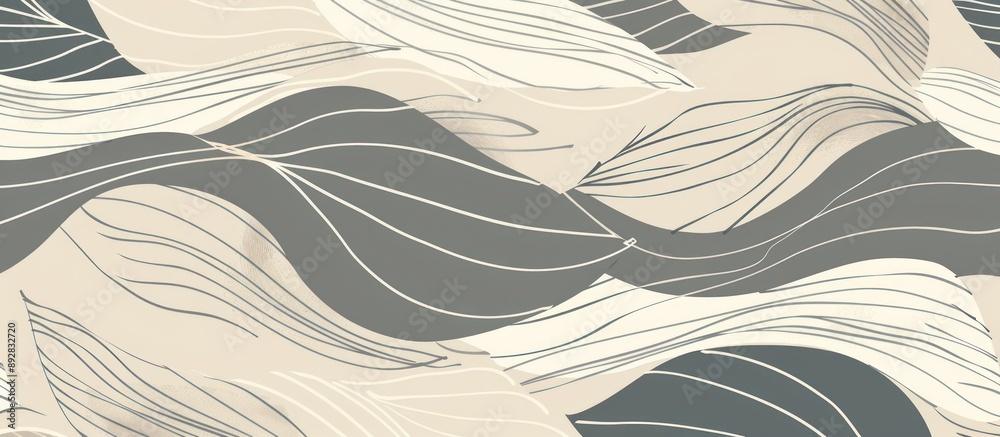 Aufkleber An abstract pattern of curving lines and shapes in shades of grey and beige