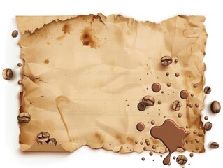 Coffee Beans Spilled Coffee Old Paper