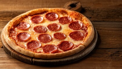 Deliciosa Pizza De Pepperoni Na Placa De Madeira