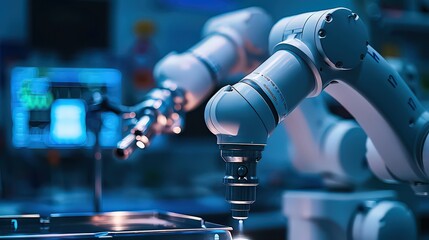 robotic surgical arm performing a precise operation on a patient, illustrating robotic-assisted surgery and advanced medical robotics.