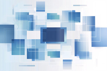 A collection of blue rectangular shapes layered over a white background creating a digital abstract pattern