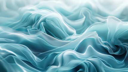 Obraz premium Fluid, wavy lines in shades of blue and turquoise, evoking the movement and refreshing qualities of ocean waves during summer.