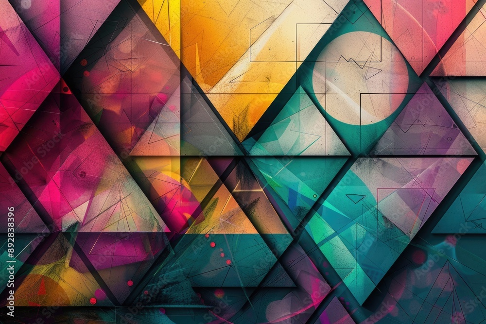 Poster a colorful abstract design featuring geometric shapes