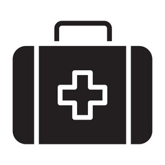 First aid kit black icon.