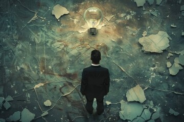 Broken Lightbulb. No New Idea. Concept of Burnout and Lack of Creativity in Business