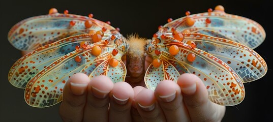 a hand holding a butterfly.