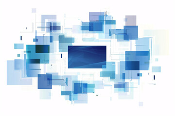 Fototapeta premium Abstract composition of blue and white squares and rectangles representing digital technology and data