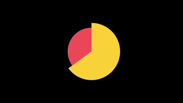  30 70 percent pie chart on black alpha channel background	