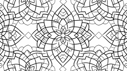 Obraz premium A seamless pattern of geometric Islamic ornament with a white background coloring page, vector line art, simple, no shading, Generative AI illustrations. 