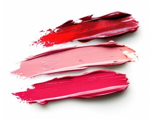 Gloss Smear. Artistic Lip Gloss Palette with Pink and Red Colors Isolated on White Background