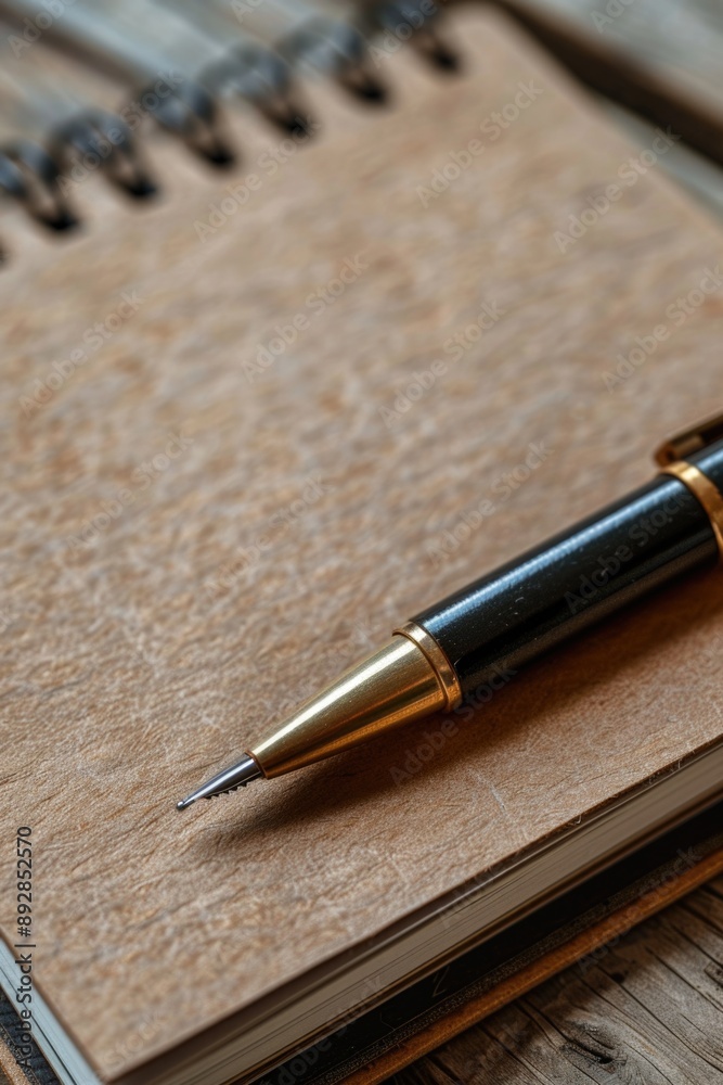 Poster A pen sits on top of a notebook, ready to be used