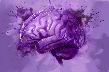 Obraz premium Illustration of human brain on pink background. Biological banner with copy space. Concept for IQ, imagination, mental health. Prevention of brain diseases. World Alzheimer’s Month. Medical education.
