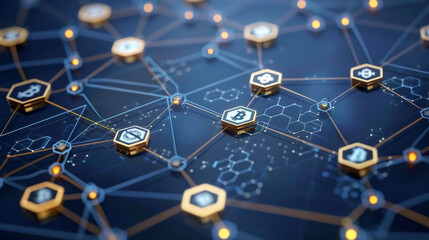Blockchain network with connected nodes 