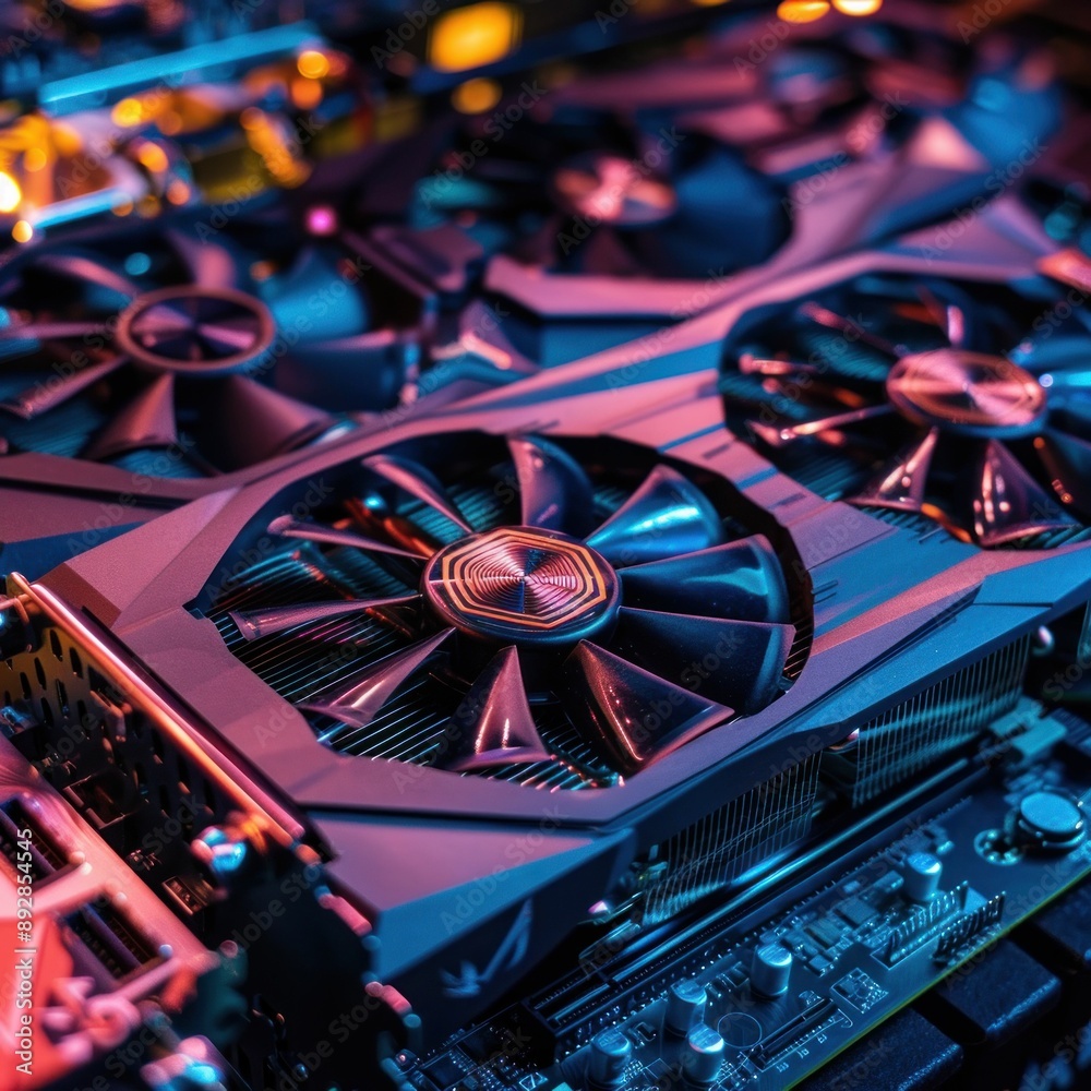 Poster futuristic circuitry of a highend graphics card