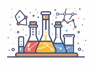 Flask color line icon. Chemistry, science, research, experiment concept. Pictogram for web page, mobile app, promo. Editable stroke