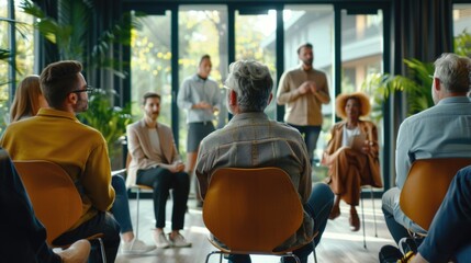 Obraz premium People seated in chairs in a meeting room