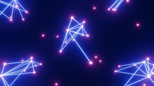 neon glowing lines and dots, abstract tech background for ai and digital networks, magic and celebration concept