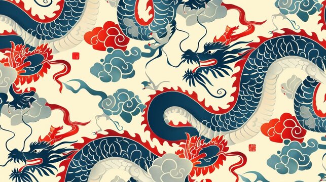 Free vector hand drawn chinese dragon pattern design