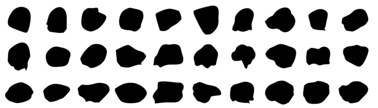 Set of blob shapes. Collection of abstract vector stains for your design. Different drops in modern style.