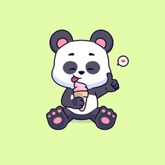 Cute panda bear eating ice cream vector icon. Food animal concept mascot logo illustration