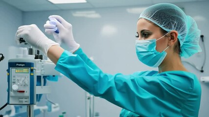 a female healthcare professional with surgical gloves on