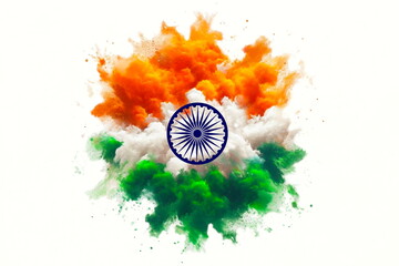  indian flag or indian tiranga flag blur color splash graphic design texture mock up,india,indian republic day or independence day celebration concept,white background