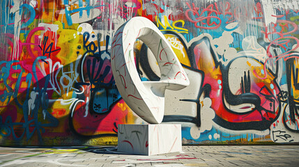 Contrast of Urban Expression: Graffiti Wall meets Minimalist Sculpture