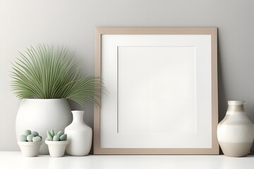 Blank Frame Mockup, Modern Home Aesthetic, 3D rendering