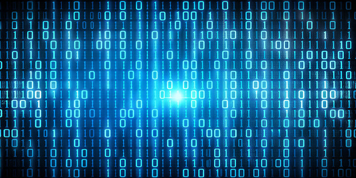 Abstract binary code pattern in blue