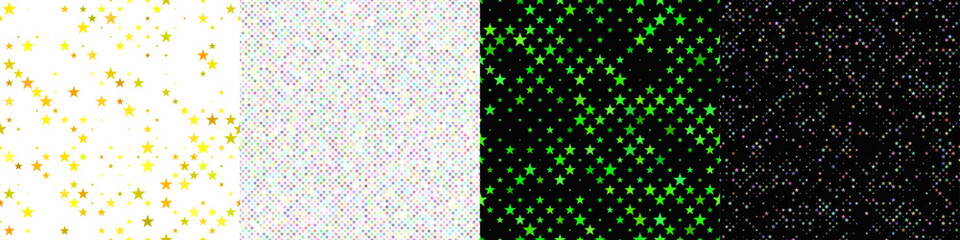 Seamless pentagram star pattern set