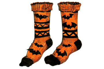 Two pairs of Halloween socks with creepy pumpkins vintage illustration