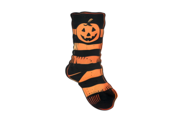 Two pairs of Halloween socks with creepy pumpkins vintage illustration