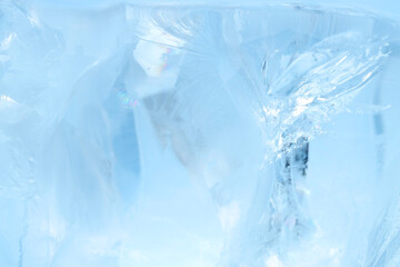 Beautiful clear ice as background, closeup view