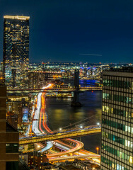 Obraz premium Stunning city view of New York city at dark night